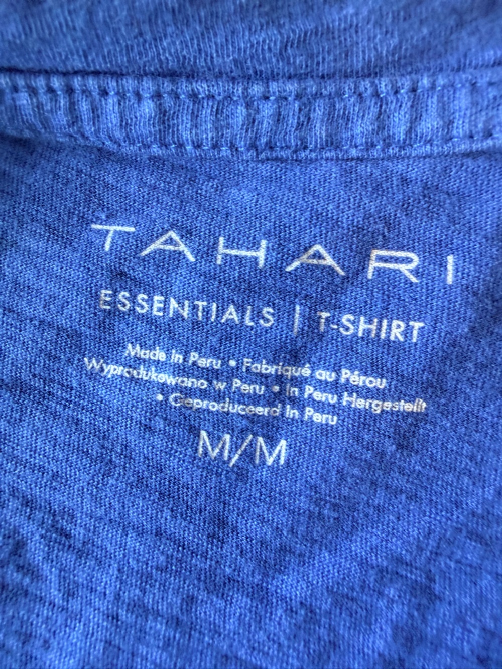 Tahari V Neck T Shirt Medium Blue Short Sleeve Basic Essential Tee Women - Picture 5 of 9